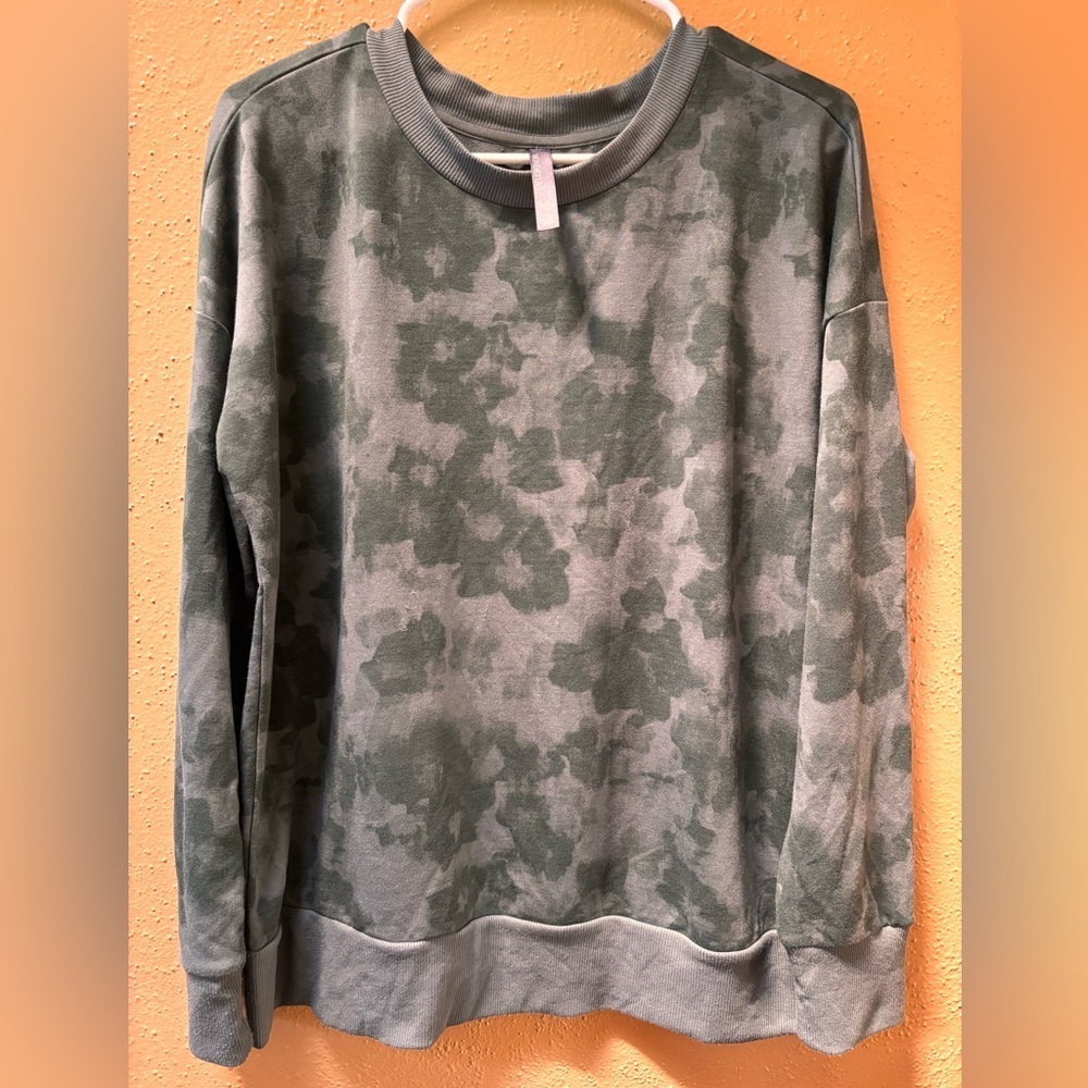 Mondetta Womens Green Tie Dye Crewneck Sweatshirt Size L French Terry Pullover